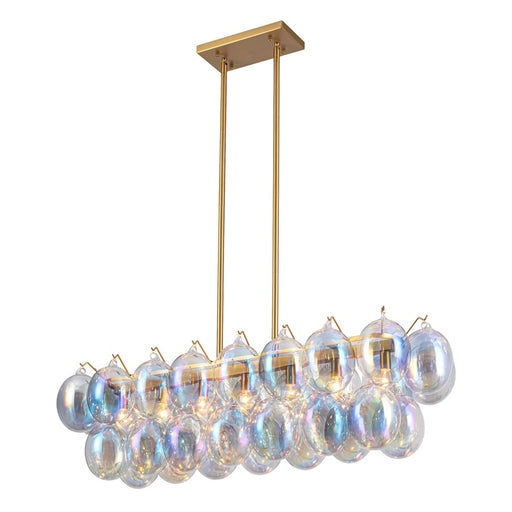 Artcraft Globo 8 Light Island Light, Brass/Iridescent