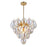 Artcraft Globo 9 Light Down Chandelier, Brass/Iridescent