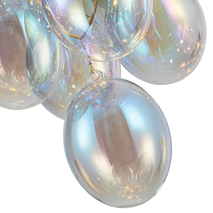 Artcraft Globo 9 Light Down Chandelier, Brass/Iridescent