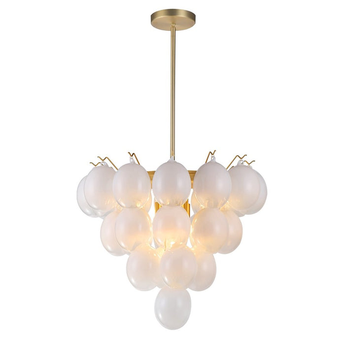 Artcraft Globo 9 Light Down Chandelier, Brass/Milky White