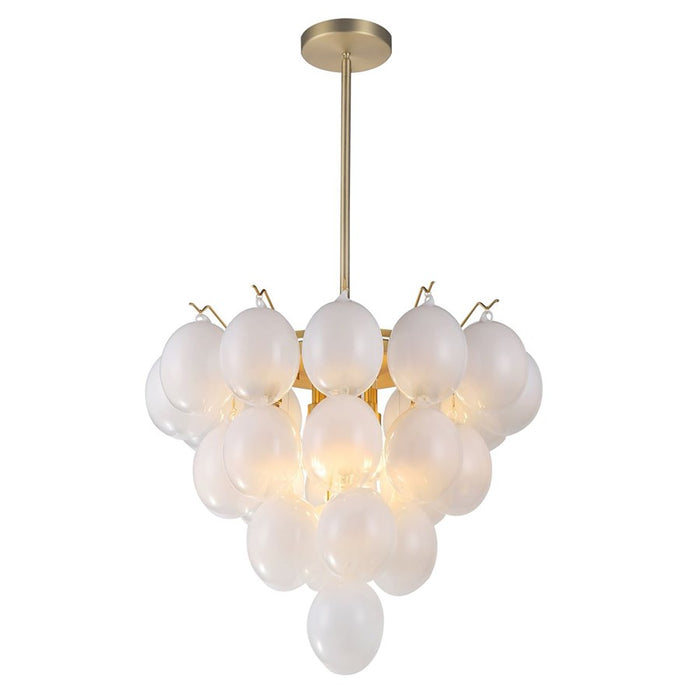 Artcraft Globo 9 Light Down Chandelier, Brass/Milky White