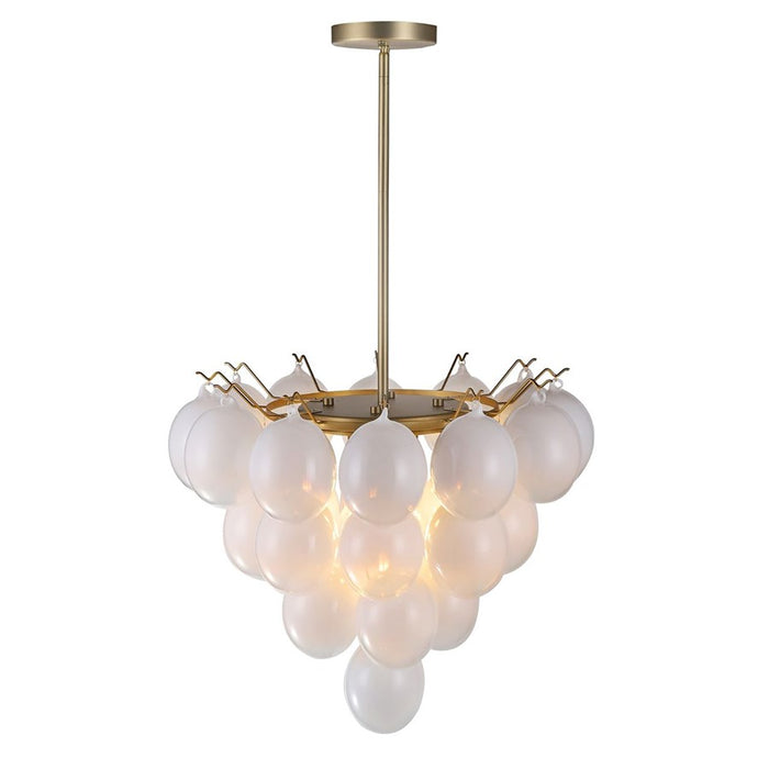 Artcraft Globo 9 Light Down Chandelier, Brass/Milky White