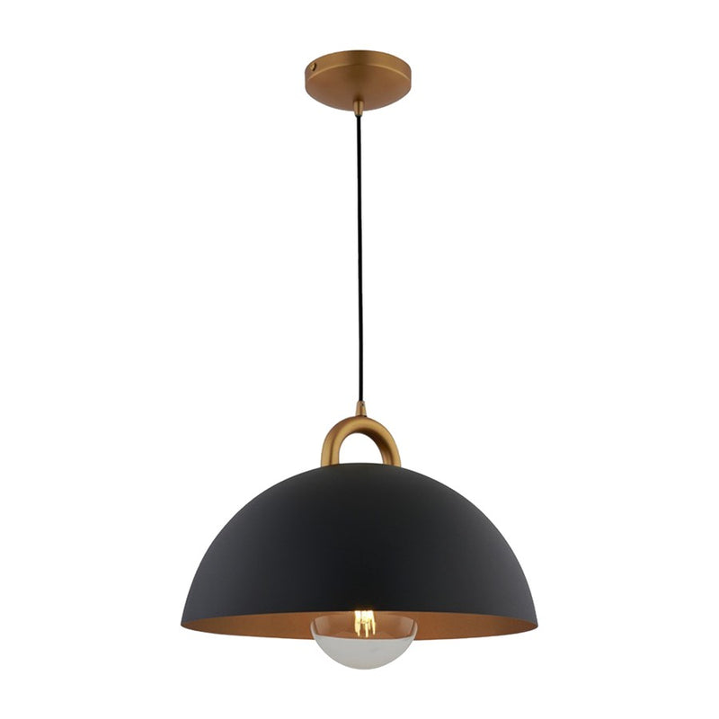 Artcraft Pantheon 1 Light 16" Pendant, Black/Rust Brass/Black