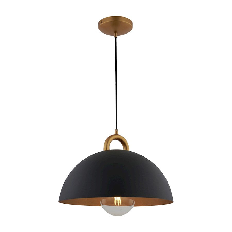 Artcraft Pantheon 1 Light 16" Pendant, Black/Rust Brass/Black - AC12000BB