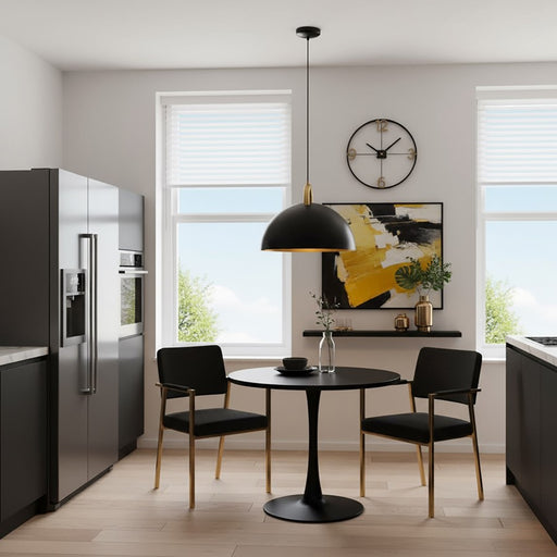 Artcraft Pantheon 1 Light 16" Pendant, Black/Rust Brass/Black