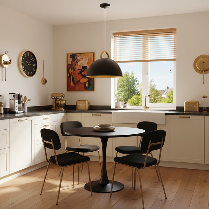 Artcraft Pantheon 1 Light 19.5" Pendant, Black/Rust Brass/Black