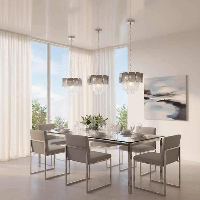 Artcraft Bianca 5 Light Pendant, Nickel/Crystalline Smoke/Piastra