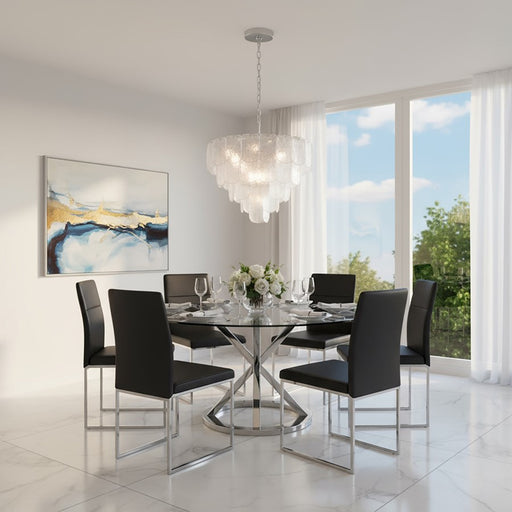 Artcraft Bianca 12 Light Chandelier, Nickel/Crystalline/Piastra