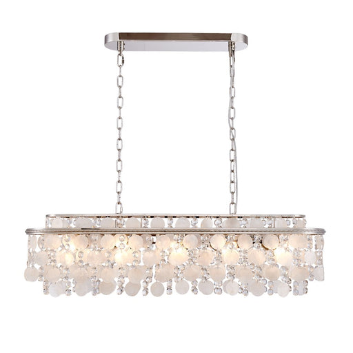 Artcraft Avara 10 Light Chandelier, Polished Nickel/Shell/Clear
