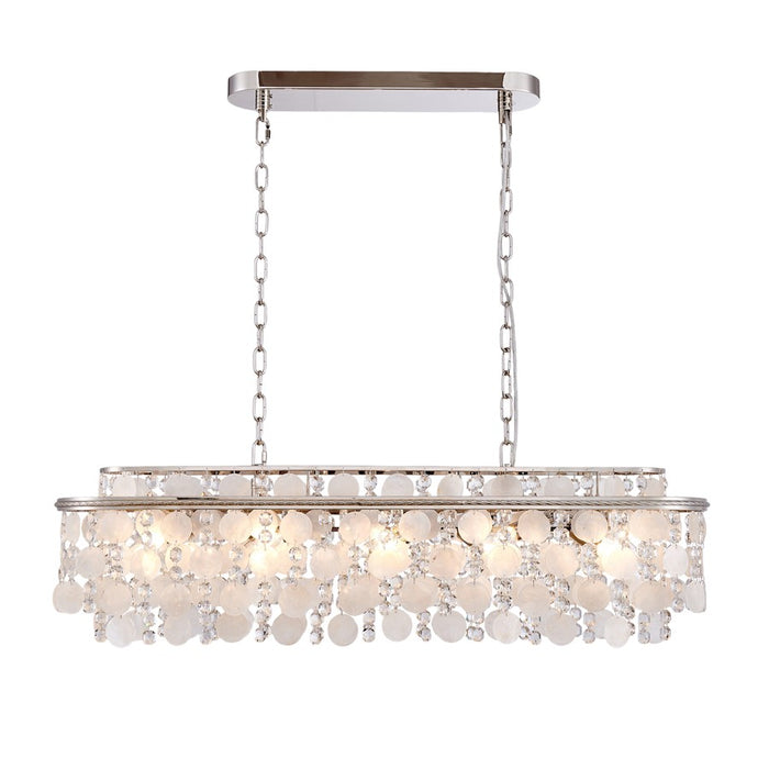Artcraft Avara 10 Light Chandelier, Polished Nickel/Shell/Clear