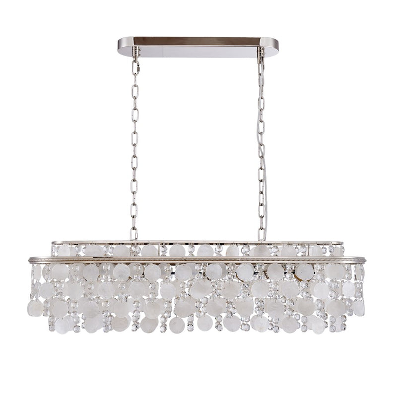 Artcraft Avara 10 Light Chandelier, Polished Nickel/Shell/Clear