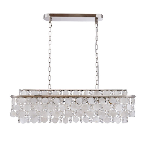 Artcraft Avara 10 Light Chandelier, Polished Nickel/Shell/Clear