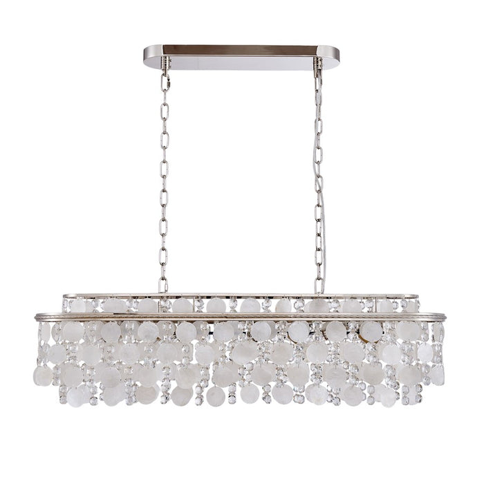 Artcraft Avara 10 Light Chandelier, Polished Nickel/Shell/Clear