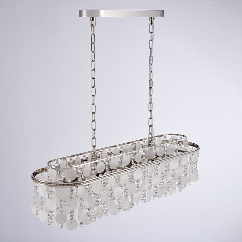 Artcraft Avara 10 Light Chandelier, Polished Nickel/Shell/Clear