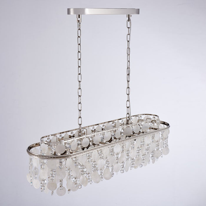 Artcraft Avara 10 Light Chandelier, Polished Nickel/Shell/Clear