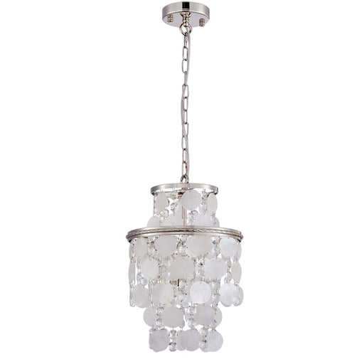 Artcraft Avara 2 Light Pendant, Polished Nickel/Shell/Clear