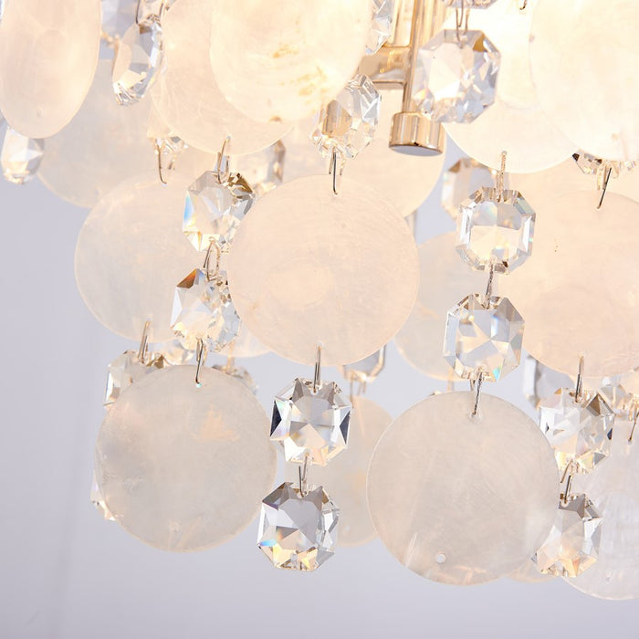Artcraft Avara 2 Light Pendant, Polished Nickel/Shell/Clear