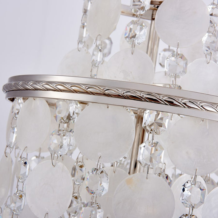 Artcraft Avara 2 Light Pendant, Polished Nickel/Shell/Clear