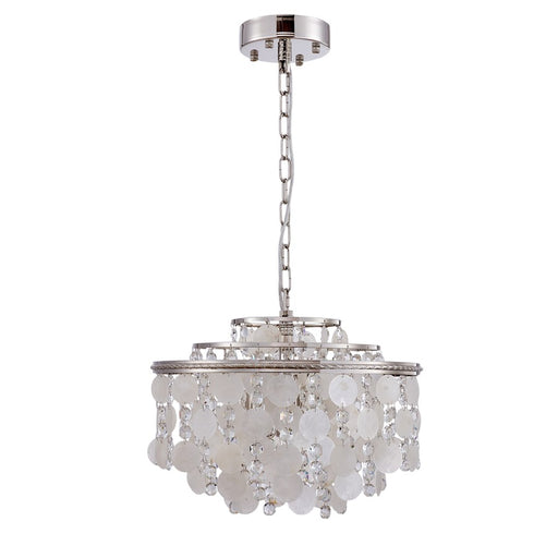 Artcraft Avara 6 Light Chandelier, Polished Nickel/Shell/Clear