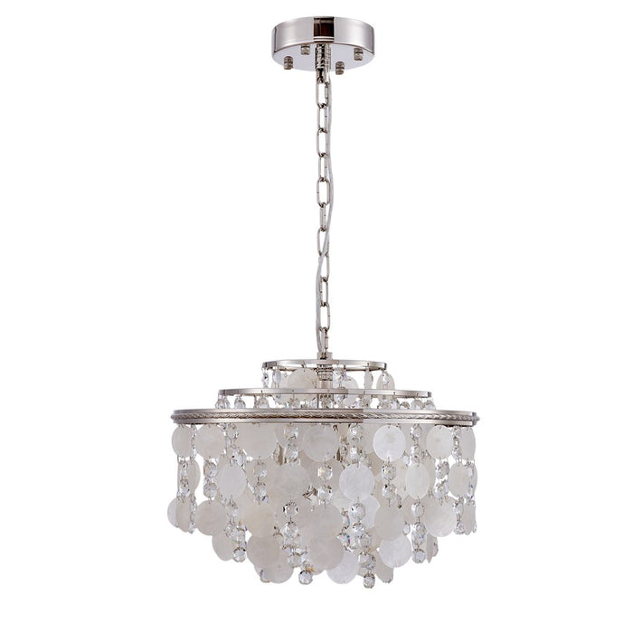 Artcraft Avara 6 Light Chandelier, Polished Nickel/Shell/Clear