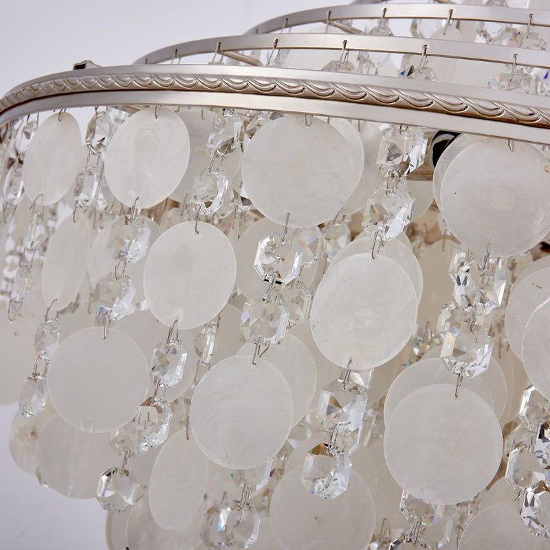 Artcraft Avara 24 Light Chandelier, Polished Nickel/Shell/Clear