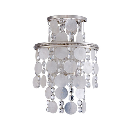 Artcraft Avara 2 Light Wall Sconce, Polished Nickel/Shell/Clear