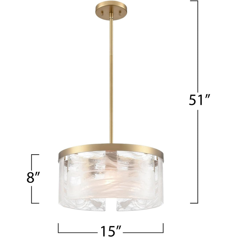 Artcraft Skye 3 Light 15" Pendant, Brass/Wispy White - AC12171BR