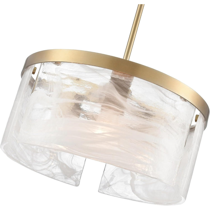 Artcraft Skye 3 Light 15" Pendant, Brass/Wispy White - AC12171BR