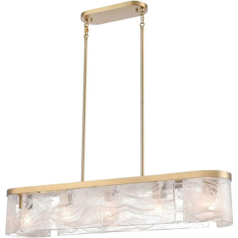 Artcraft Skye 6 Light Island Light, Brass/Wispy White