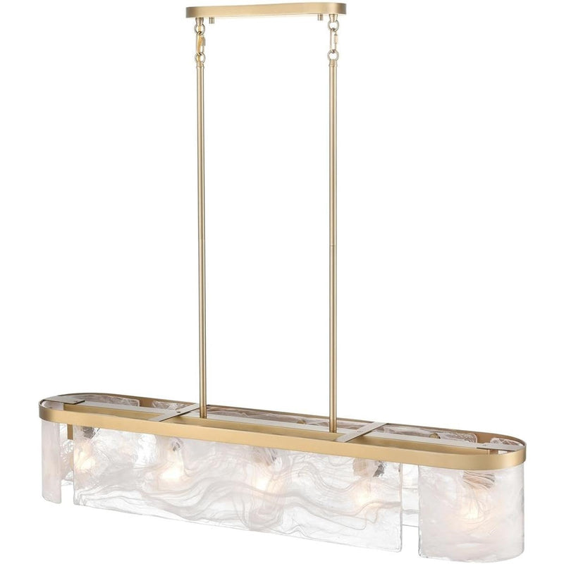 Artcraft Skye 6 Light Island Light, Brass/Wispy White