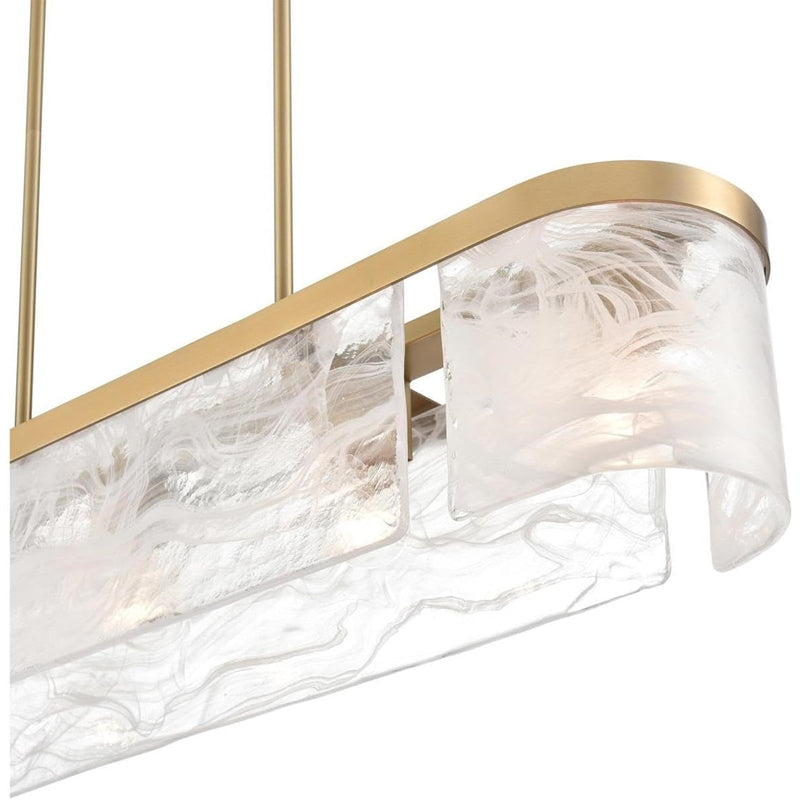 Artcraft Skye 6 Light Island Light, Brass/Wispy White