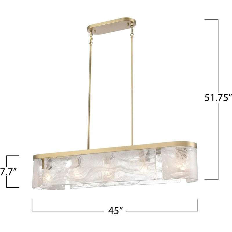 Artcraft Skye 6 Light Island Light, Brass/Wispy White