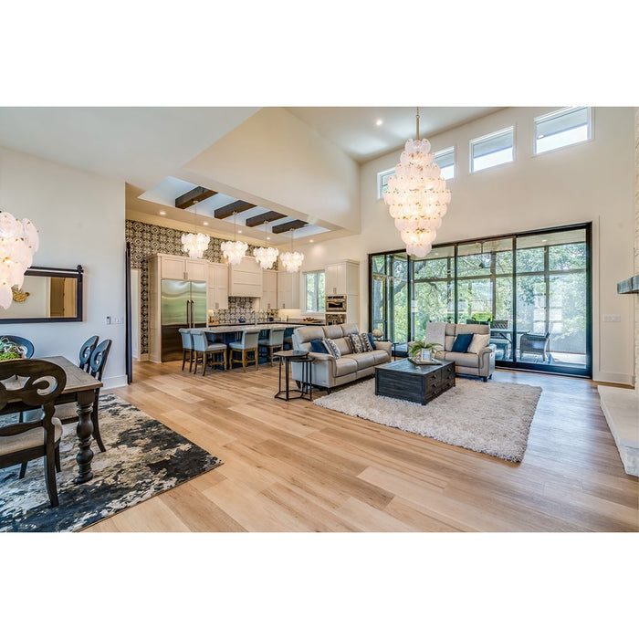 Artcraft Lily 15 Light Chandelier, Brushed Brass/Wispy White