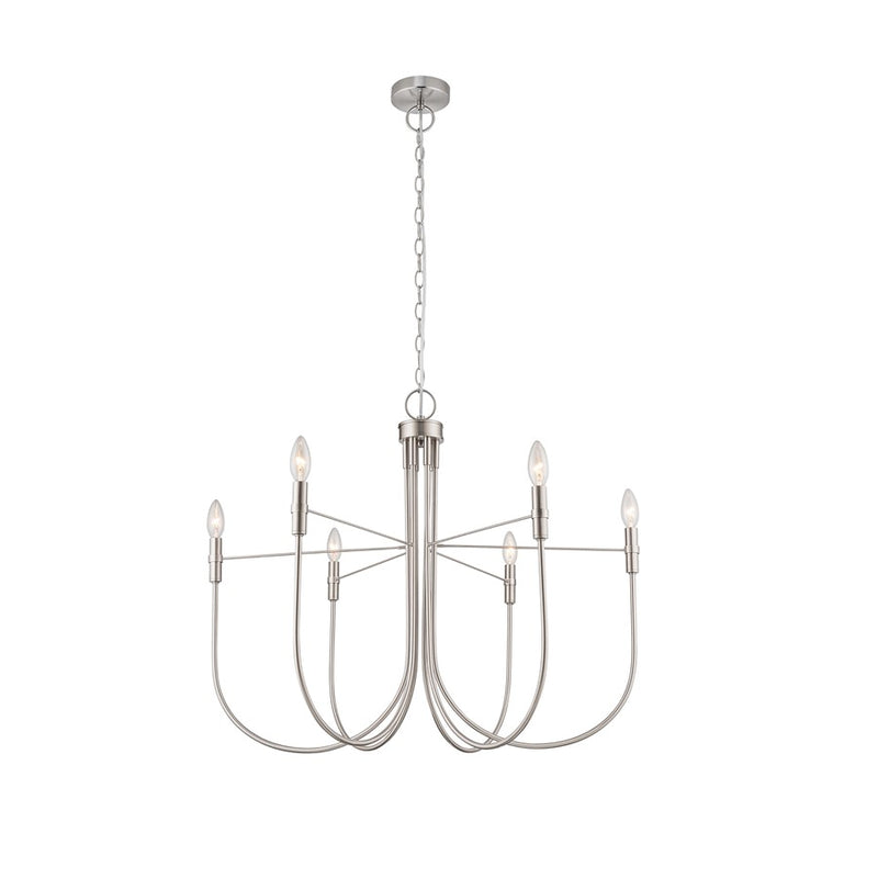 Artcraft Foundry 6 Light Chandelier, Brushed Nickel