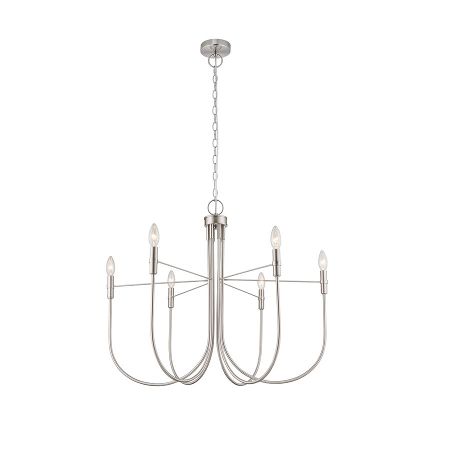 Artcraft Foundry 6 Light Chandelier, Brushed Nickel