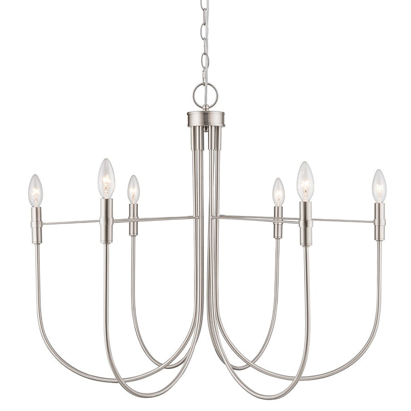 Artcraft Foundry 6 Light Chandelier, Brushed Nickel