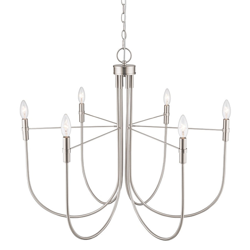 Artcraft Foundry 6 Light Chandelier, Brushed Nickel