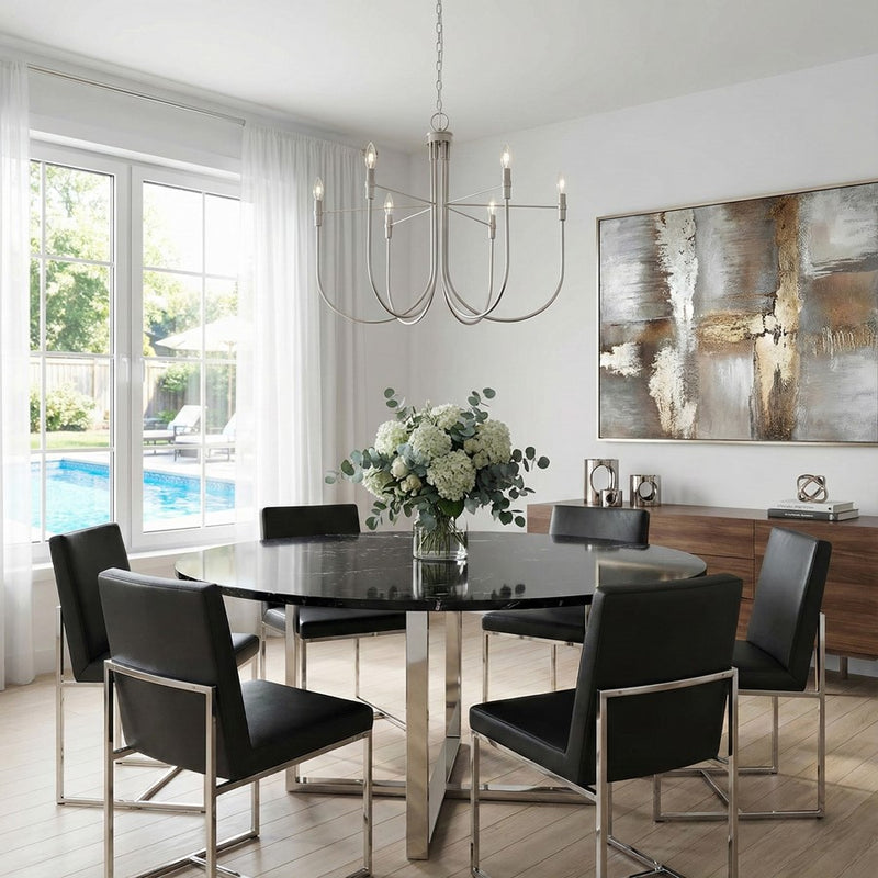 Artcraft Foundry 6 Light Chandelier, Brushed Nickel