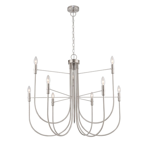 Artcraft Foundry 9 Light Chandelier, Brushed Nickel