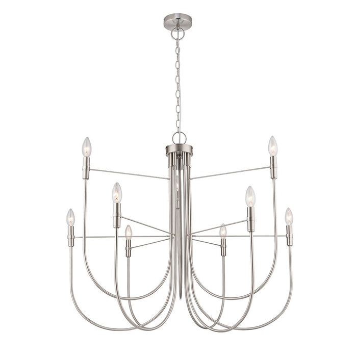 Artcraft Foundry 9 Light Chandelier, Brushed Nickel