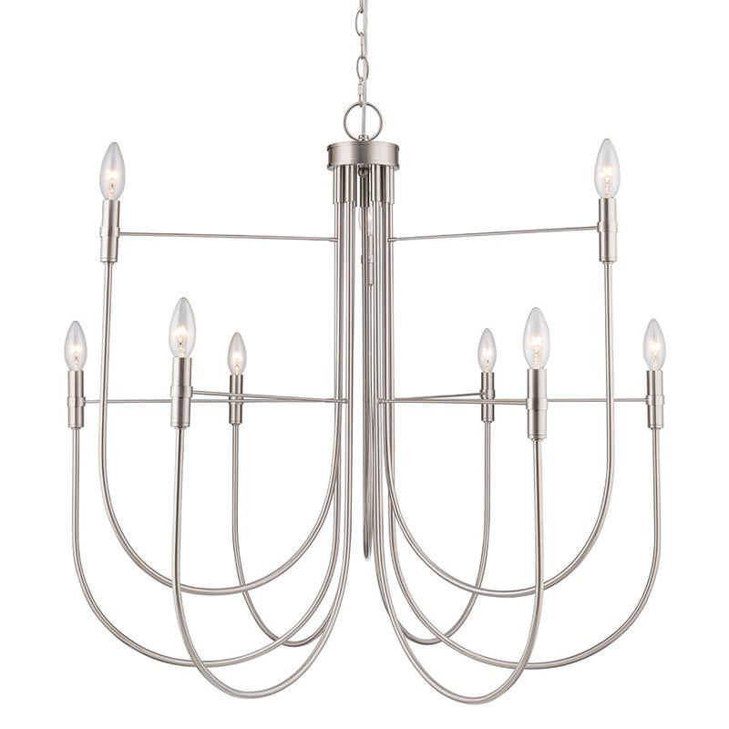 Artcraft Foundry 9 Light Chandelier, Brushed Nickel
