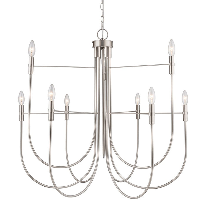 Artcraft Foundry 9 Light Chandelier, Brushed Nickel