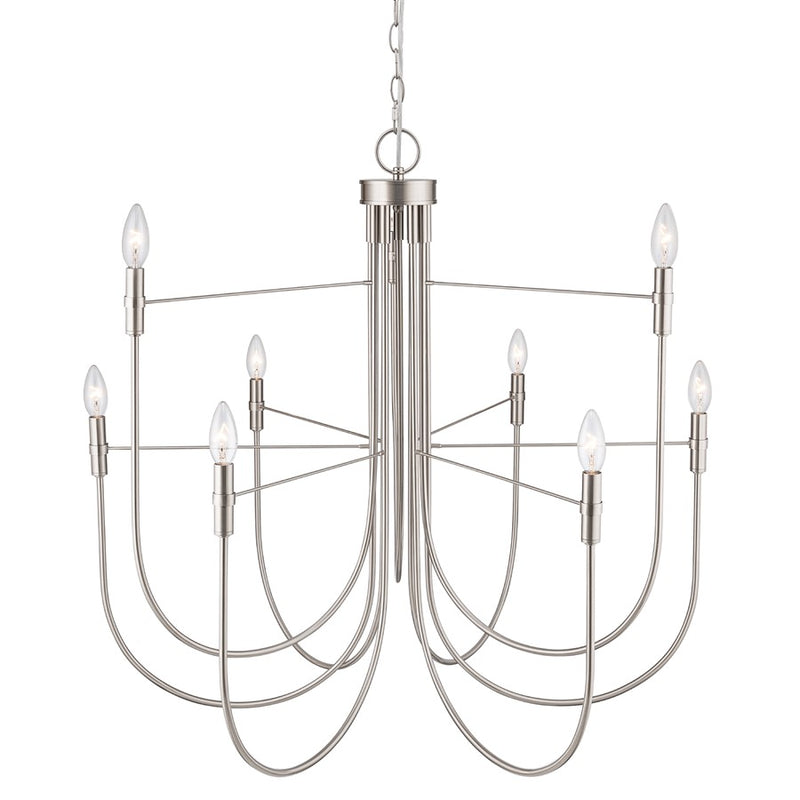 Artcraft Foundry 9 Light Chandelier, Brushed Nickel