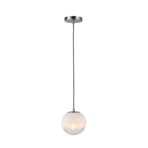 Artcraft Moonlight 1 Light Pendant, Satin Nickel/White/Clear