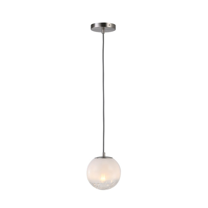Artcraft Moonlight 1 Light Pendant, Satin Nickel/White/Clear