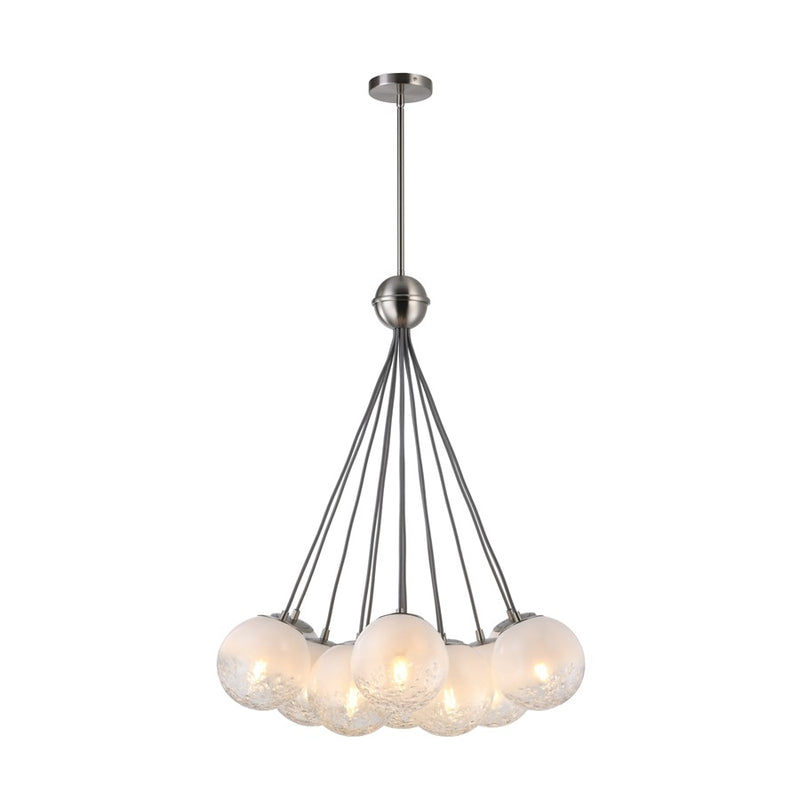 Artcraft Moonlight 12 Light Pendant, Satin Nickel/White/Clear