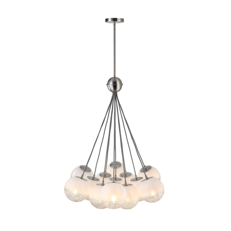 Artcraft Moonlight 12 Light Pendant, Satin Nickel/White/Clear
