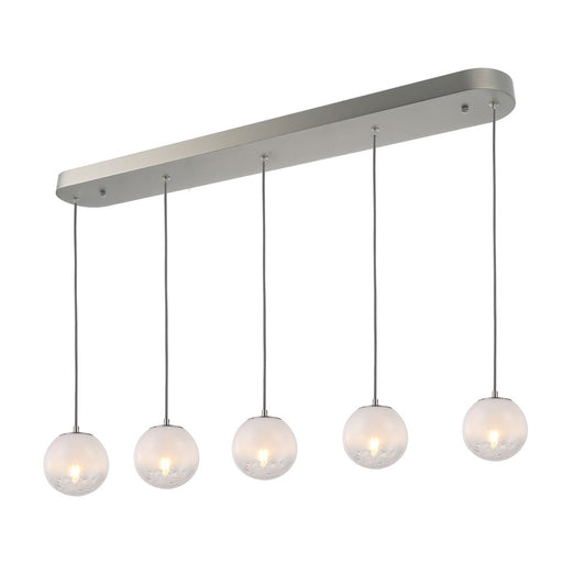 Artcraft Moonlight 5 Light Pendant, Satin Nickel/White/Clear