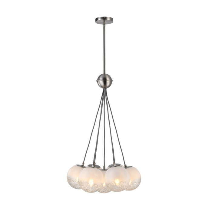 Artcraft Moonlight 7 Light Pendant, Satin Nickel/White/Clear