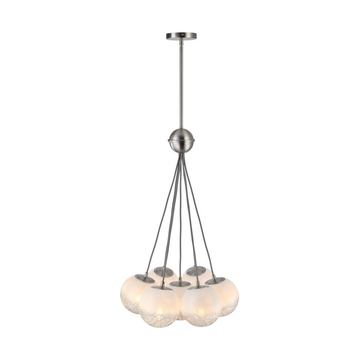 Artcraft Moonlight 7 Light Pendant, Satin Nickel/White/Clear